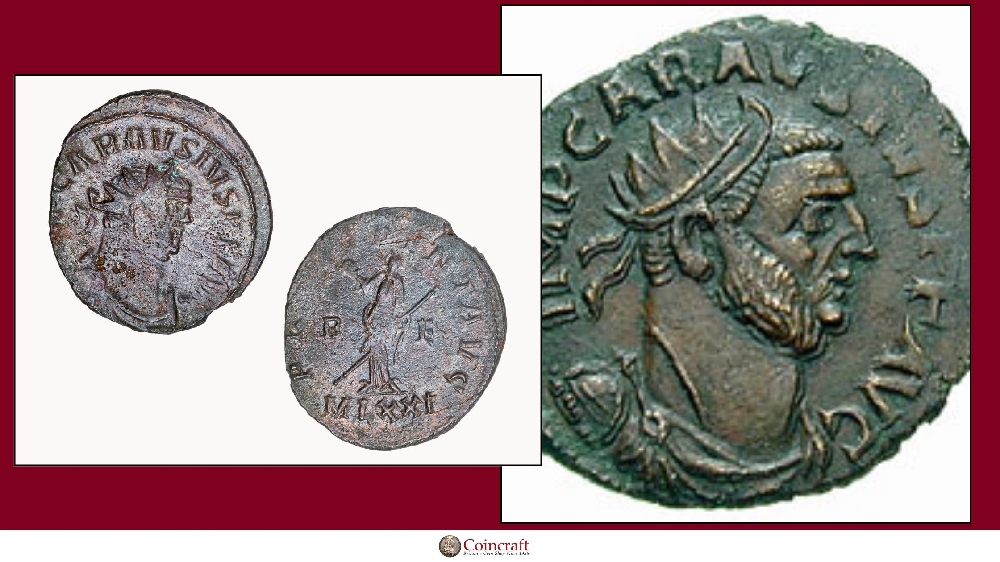 Roman Coin featuring Carausius (A.D. 286-293) - Coincraft